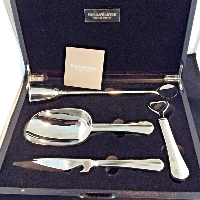 New in box Reed & Barton Thomas O'Brien  4 Pcs Bar Tools Set SilverPlate #10970