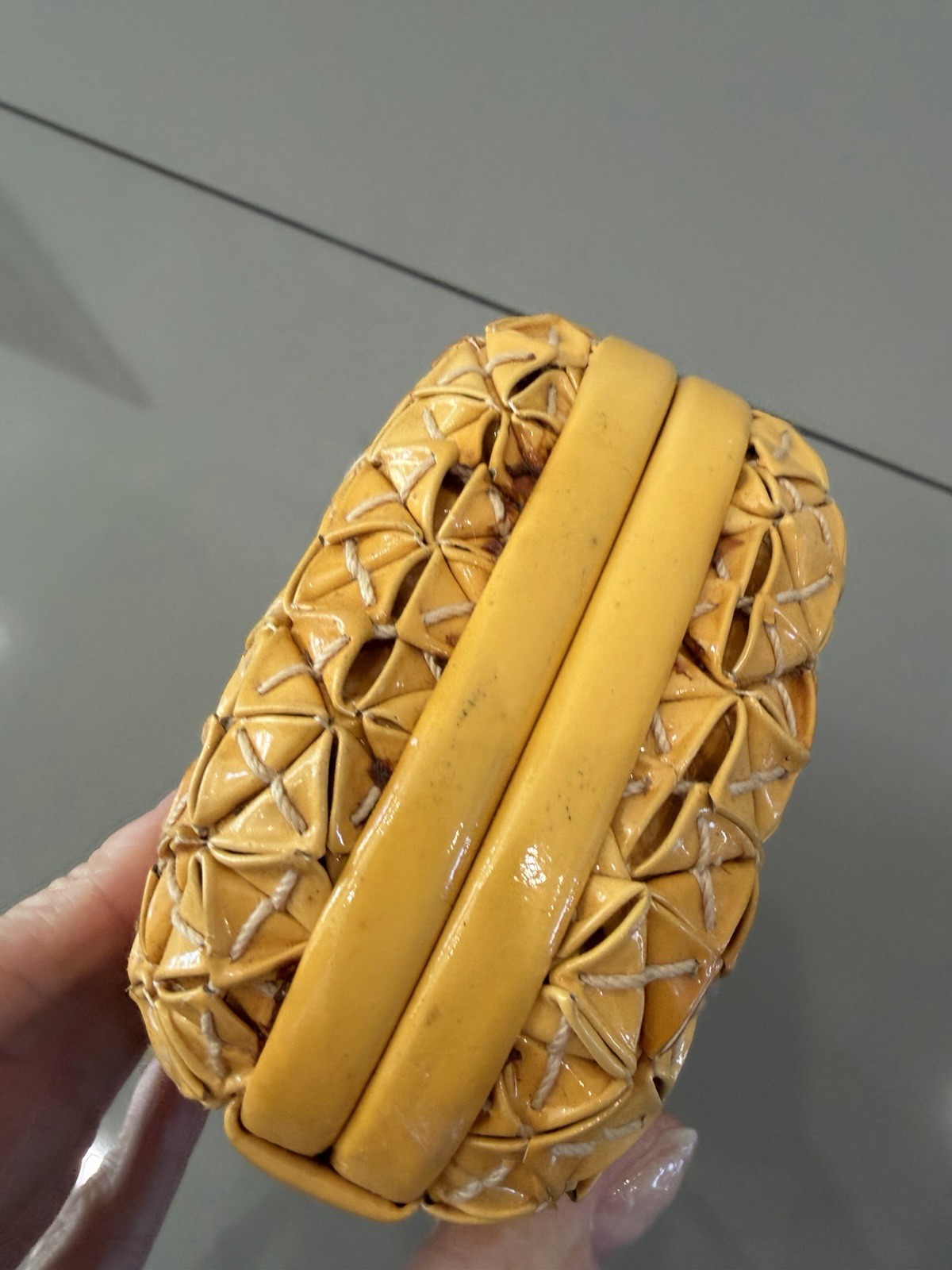 Bottega Veneta Knot- embellished Leather Yellow  Bag Clutch Limited Edition thumbnail 5