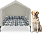 Weatherproof 2-in-1 Elevated Dog Bed with Canopy & Bolster for Indoor/Outdoor Us