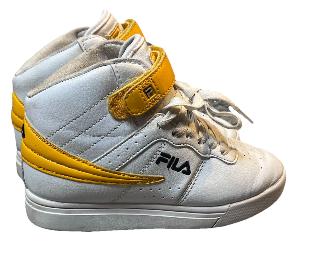 Fila Vulc 13 Sneakers Little Boys Size 13.5 White And Yellow High Top Sneakers