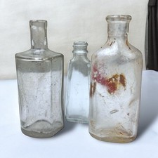 Lot of 3 Antique Vintage Glass Pharmacy Collectible Apothecary Bottles