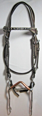 Silver Spotted Crystal Bling Western Browband Headstall w/ Ported Bit