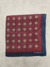 Cremieux Pocket Square Red Maroon Foulard 100 Wool Pochette Made In Italy New 40