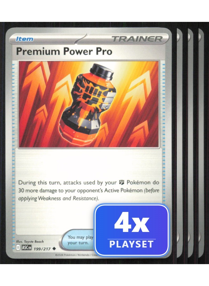 Playset of 4 Premium Power Pro 199/217 Uncommon Ascended Heroes Pokemon NM