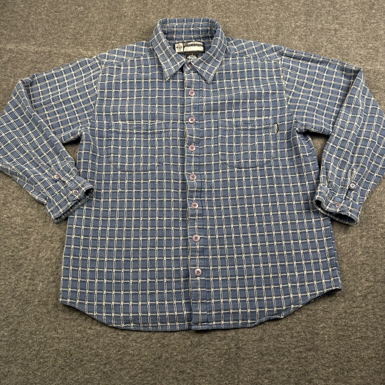 Vintage PrAna Shirt Mens Large Blue Plaid Button Cotton Made USA Hike Outdoors
Opens in a new window