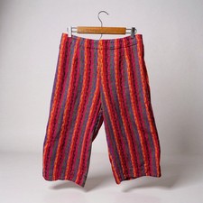 Ethnic Stripes Cropped Pants Women Size Medium Elastic Waist Wide Leg Casual