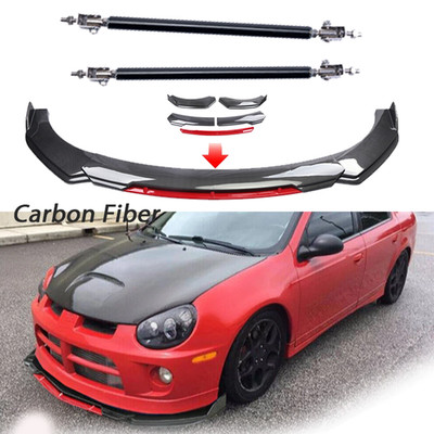Carbon Fiber Front Bumper Lip Spoiler Splitter Strut Rods For Dodge Neon SRT-4