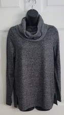 Max Studio Women's Cotton Blend Cowl Neck Gray Knit  Stretchy Top - M - EUC!