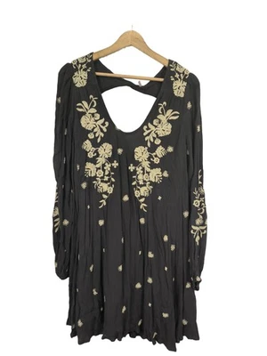 FREE PEOPLE Robe à manches longues Dames Robe T EU 38 brun-blanc cassé - Photo 1/4