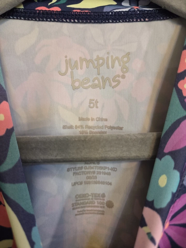 Camisa protectora contra erupciones de manga larga para niñas frijoles saltadores talla 5 OEKO-TEC #525 natación Foto 4 de 4