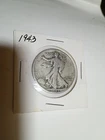 1943 WALKING LIBERTY US HALF DOLLAR 90% SILVER COIN