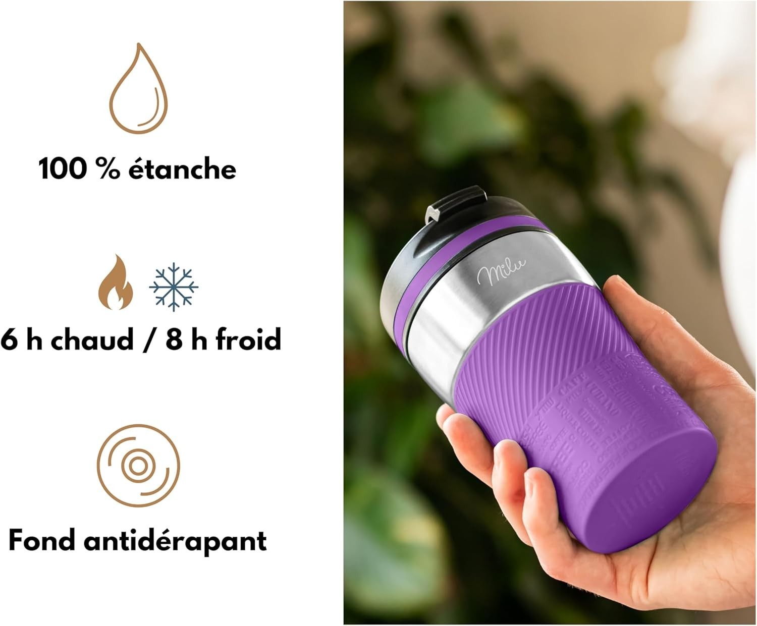 Mug Isotherme Étanche Antifuite Gobelet Café Réutilisable Double Paroi - 4