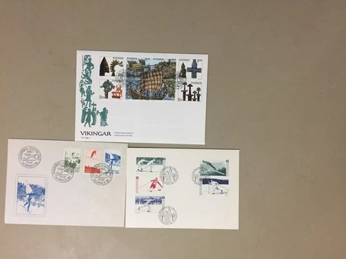 Three Sweden,Norway fdc with multiple stamps