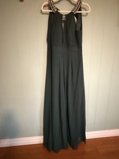 Eliza J Emerald Green Gown Size Women’s 8 With Slit & Beaded Shoulders
