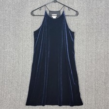 Love... Ady Mini Dress Womens Small Navy Blue Velvet Sleeveless Racerback Tank