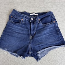 Women's Levi's Dark Wash Cut Off High Rise Denim Jean Shorts sz 28