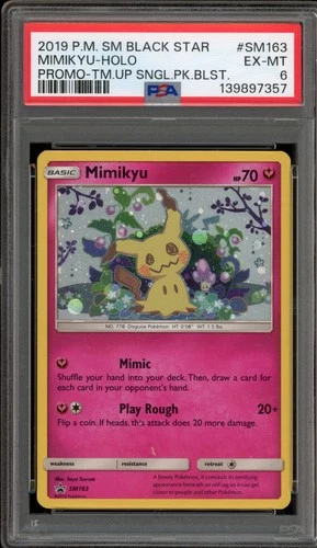 Pokemon Pikachu Team Up Blister Pk. Black Star Holo Promo SM162 PSA 6