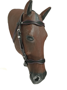 Paso-Fino-Show-Headstall-Double-stitched-w-Hot-Pink-Thread-and-S-S-Hardware
