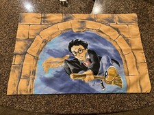 Vintage Y2K Harry Potter Pillowcase Broomsticks Quidditch USA Made Warner Bros.