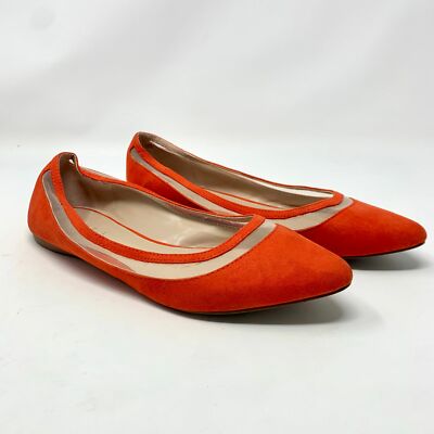 Kurt Geiger Carvela Madge Mesh Topline Flats in Orange Red Suede Size 7 / 38