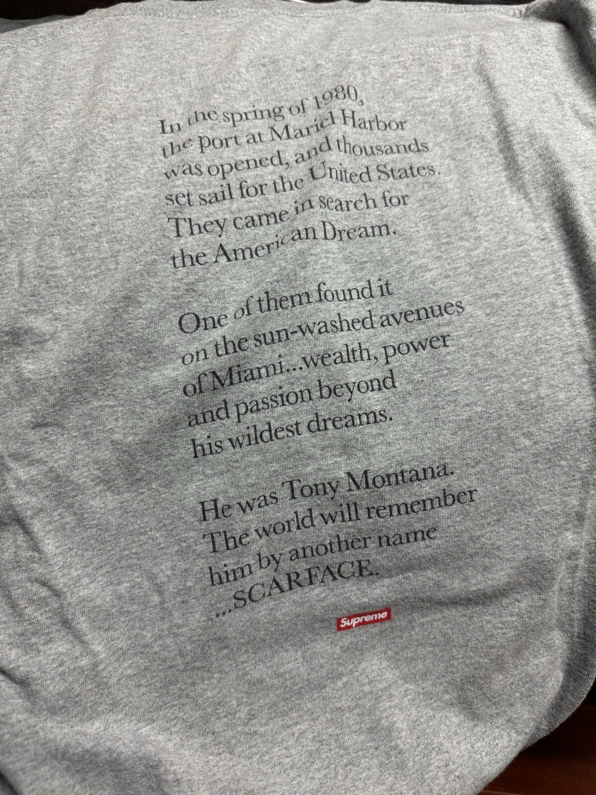 Supreme Scarface Split Tee Heather Grey Size M FW… - image 2