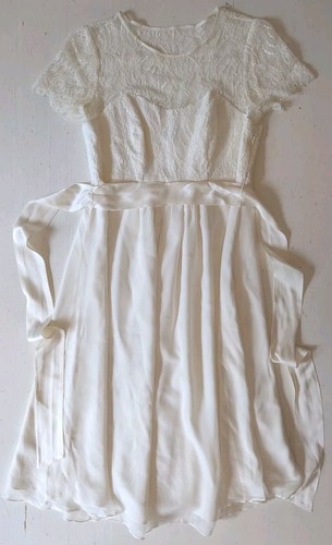 Standesamt Brautkleid S 38 100% Seide Séraphine Umstand creme weiß Spitze - Bild 2 von 12