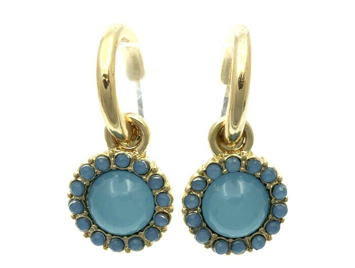 Hoop Earrings Crystal Gold-tone Blue Fashion 1