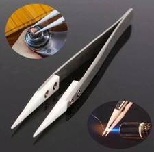 TWEEZERS WHITE CARBON FIBER HARD TIP HOBBY CRAFT JEWELRY MAKING BEADS REPAIR TOO