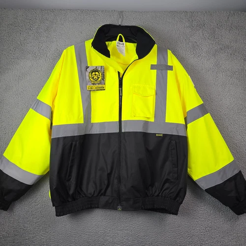 Hi Viz OccuNomix Jacket Mens 3XL XXXL YELLOW HOODED Coat Lined Workwear NWT - product listing photo