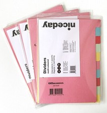 (5-Packs) A5 File Subject Dividers 10-PART COLOURED 2 Hole Punched 160gsm Card