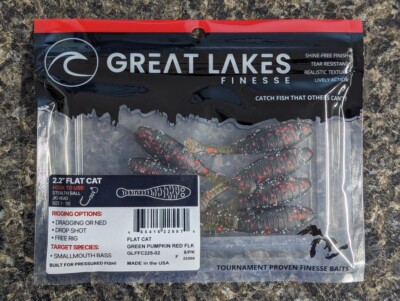 Great Lakes Finesse - The 2.25'' Flat Cat - Green Pumpkin Red Flake 8 Per Pack