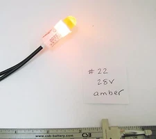Leecraft 28V 40mA Amber Incandescent Snapfit Indicator, 6" wire Leads 1/2" Round