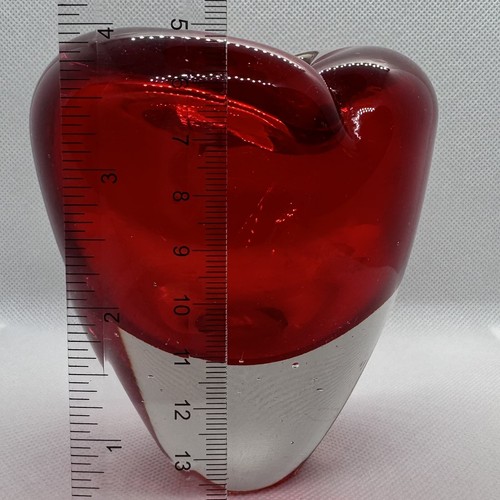Fermacarte cuore vetro artistico vintage cassa rossa pizzicato soffiato a mano vaso bocciolo - Foto 8 di 13