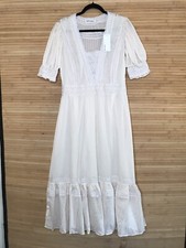 NWT Reformation Betsie Lace Detail Organic Cotton Midi Dress Ivory Size 10 $278