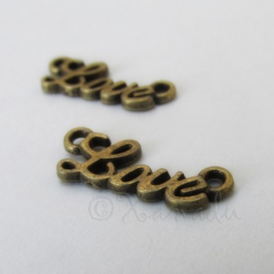 Bronze Love Charms Wholesale Antiqued Bronze Connectors C2688 - 10, 20 Or 50PCs