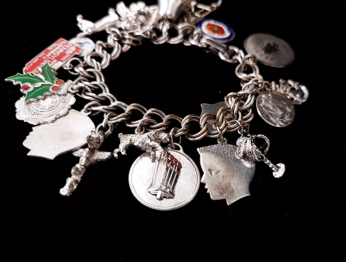 Vintage Sterling Silver 20 Charms Traveling Canada New York Charm