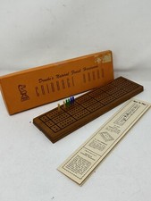 Drueke's Natural Finish Hardwood Cribbage Board #28 + Box & Instruction USA Made