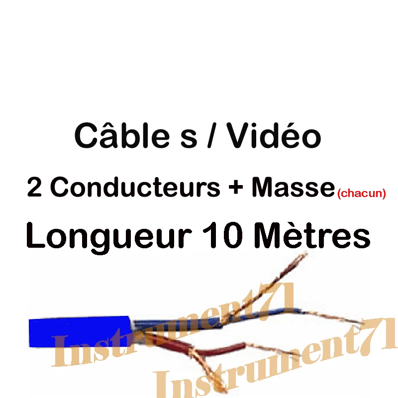 Câble S/Video Longueur 10 Métres 2 Conducteurs + Masse Feuillard Couleur BLEU - Photo 1/1