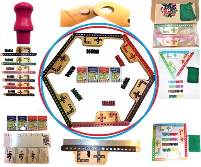 Pegs and Jokers 6 Players Thick Pine Wood Pegs Boards FREE 4 Special Decks Play