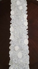 MERA LINENS IVORY,BEIGE EMBROIDERED EGGS,BUNNY EASTER TABLE RUNNER-6 FT-14"X 72"