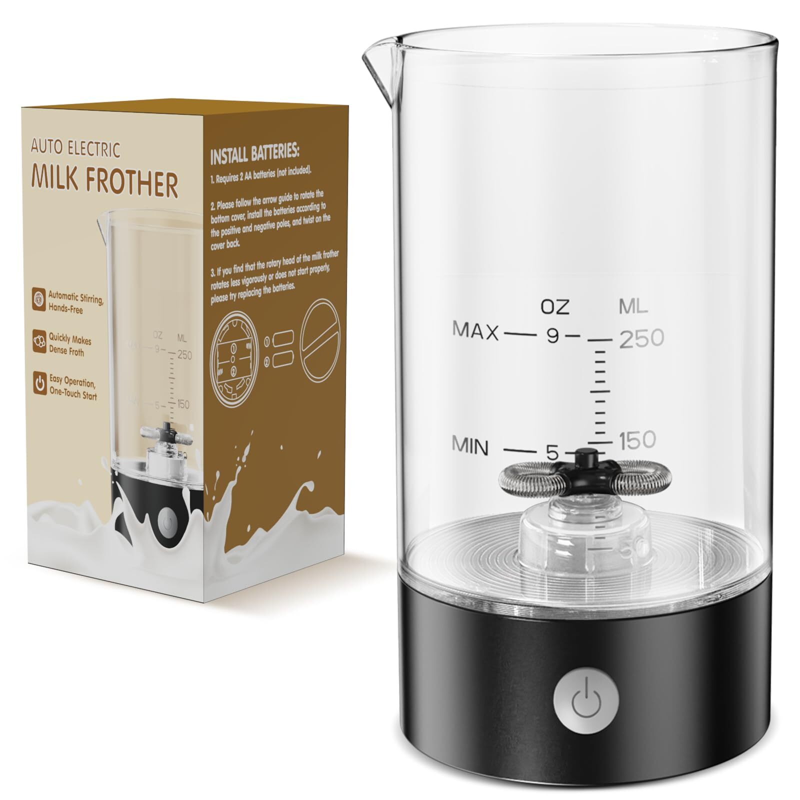 Milk Frother Handheld-Free - One-Button Battery Powered Milk Foamer - Electri...-image