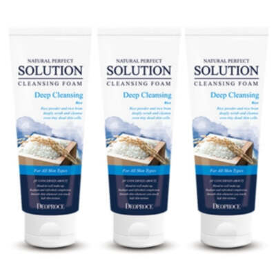 Deoproce Natural Perfect Solution Cleansing Foam Rice 170g*3Pcs - FREE SHIPPING