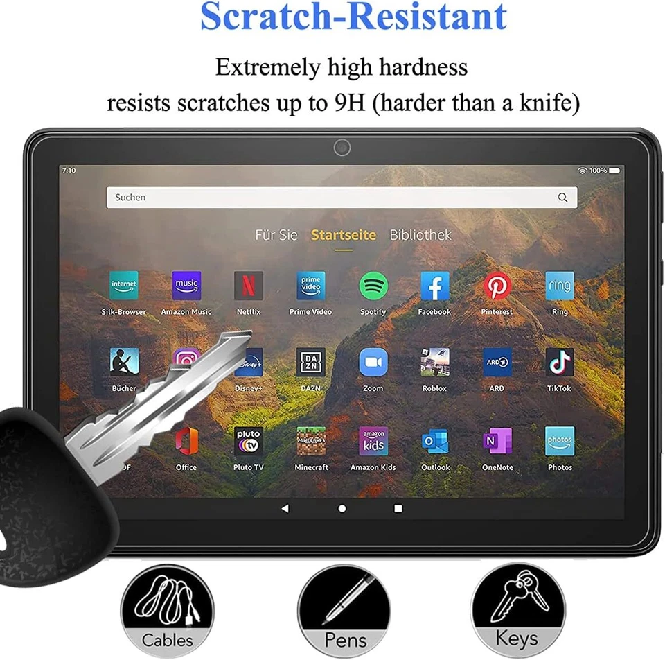 2 Pcs Amazon Fire HD 10 13th Generation 2023 Screen Protector 9H Tempered Glass - Image 4 of 4