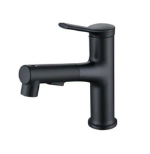 IHOMEadore 1-Hole 1-Handle Pull Down Bathroom Faucet, Matte Black MDRPBF61001MB