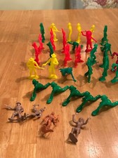 Vintage Cowboys Indians Toy Figures Tim-mee Toys Processed Plastics 3" Lot