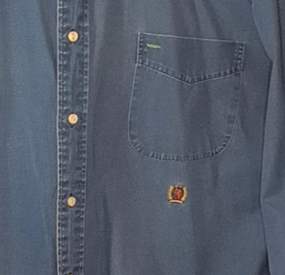 Tommy Hilfiger Para Hombres Azul Cambray Algodón Botón Camisa Chaqueta Cresta L S Talla XXL Foto 4 de 4