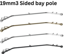 19mm 3 SIDED BAY WINDOW CURTAIN POLE SET 400cm EYELET METAL CURTAIN POLE SET