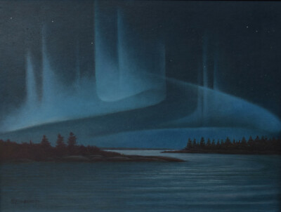 James Lumbers Original Painting Northern Lights 1977 Exhibited McMichael 