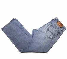 VTG USA Lucky Kingman 34 Blue Jean Meas 35 1/4x33 1/8 Light Wash DistressedHoles