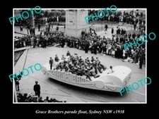OLD LARGE HISTORIC PHOTO OF THE GRACE BROTHERS PARADE FLOAT SYDNEY NSW c1938
